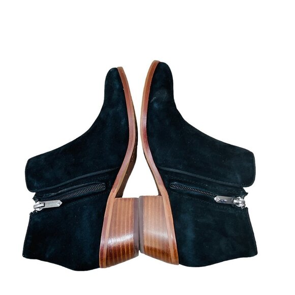 Sam Edelman Women's Petty Boots Sz 6 Black Suede Leather Bootie Block Heel Boho - Picture 6 of 10